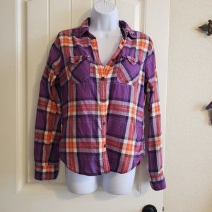 AEO Favorite Fit Plaid Button Front Top